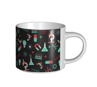 YWSOTRE Patrones de química y ciencia verdes,Taza de cerámica de gran capacidad, taza de té, taza de café 450 ml