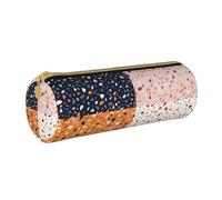 YWSOTRE Patrones de terrazo de Vector Transparente, Estuche para lápices Estuche cilíndrico para lápices Estuche para lápices de Cuero portátil Estuche para cosméticos