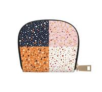 YWSOTRE Patrones de terrazo de Vector Transparente, Funda de Cuero de PU para Tarjetas, Tarjetero Elegante, Tarjetero Tipo Billetera