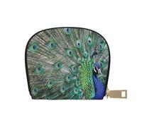 YWSOTRE Pavo Real Mostrando Plumas con Alas Abiertas, Funda de Cuero de PU para Tarjetas, Tarjetero Elegante, Tarjetero Tipo Billetera