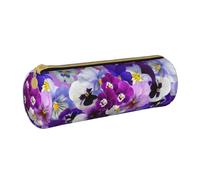 YWSOTRE Pensamiento gráfico Pascua Flores de Primavera, Estuche para lápices Estuche cilíndrico para lápices Estuche para lápices de Cuero portátil Estuche para cosméticos