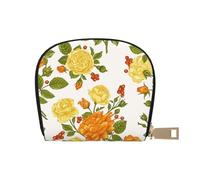 YWSOTRE Peonía Flor Amarilla, Funda de Cuero de PU para Tarjetas, Tarjetero Elegante, Tarjetero Tipo Billetera
