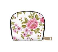 YWSOTRE Peonías Rosa Paja, Funda de Cuero de PU para Tarjetas, Tarjetero Elegante, Tarjetero Tipo Billetera