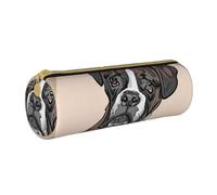 YWSOTRE Perro Boxeador, Estuche para lápices Estuche cilíndrico para lápices Estuche para lápices de Cuero portátil Estuche para cosméticos