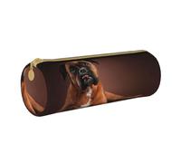 YWSOTRE Perro Boxer Acostado Genial, Estuche para lápices Estuche cilíndrico para lápices Estuche para lápices de Cuero portátil Estuche para cosméticos