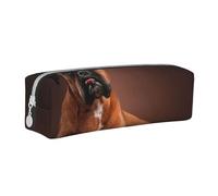 YWSOTRE Perro Boxer Acostado Genial, Estuche para lápices Estuche para lápices Estuche para lápices de Cuero portátil con Estuche para cosméticos con Cremallera