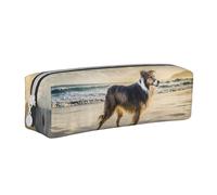 YWSOTRE Perro del Cielo de mar Border Collie, Estuche para lápices Estuche para lápices Estuche para lápices de Cuero portátil con Estuche para cosméticos con Cremallera