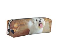 YWSOTRE Perro Maltés, Estuche para lápices Estuche para lápices Estuche para lápices de Cuero portátil con Estuche para cosméticos con Cremallera
