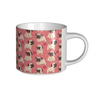 YWSOTRE Perro Pug con forma de corazón para el Día de San Valentín,Taza de cerámica de gran capacidad, taza de té, taza de café 450 ml