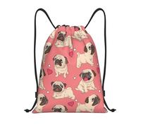 YWSOTRE Perro Pug Corazón de San Valentín, Mochila con cordón, unisex, para deporte, gimnasio, informal, para el día a día, talla M