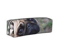 YWSOTRE Perro Pug Impreso, Estuche para lápices Estuche para lápices Estuche para lápices de Cuero portátil con Estuche para cosméticos con Cremallera