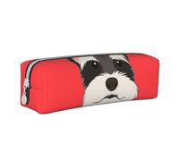 YWSOTRE Perro Schnauzer Amigo, Estuche para lápices Estuche para lápices Estuche para lápices de Cuero portátil con Estuche para cosméticos con Cremallera