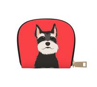 YWSOTRE Perro Schnauzer Amigo, Funda de Cuero de PU para Tarjetas, Tarjetero Elegante, Tarjetero Tipo Billetera