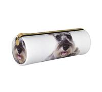 YWSOTRE Perro Schnauzer Lindo, Estuche para lápices Estuche cilíndrico para lápices Estuche para lápices de Cuero portátil Estuche para cosméticos