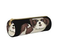 YWSOTRE Perro Shih Tzu, Estuche para lápices Estuche cilíndrico para lápices Estuche para lápices de Cuero portátil Estuche para cosméticos