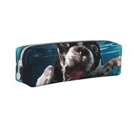 YWSOTRE Perro Submarino Boston Terrier, Estuche para lápices Estuche para lápices Estuche para lápices de Cuero portátil con Estuche para cosméticos con Cremallera