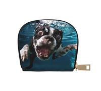 YWSOTRE Perro Submarino Boston Terrier, Funda de Cuero de PU para Tarjetas, Tarjetero Elegante, Tarjetero Tipo Billetera
