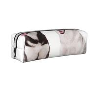 YWSOTRE Perros Husky Impresos, Estuche para lápices Estuche para lápices Estuche para lápices de Cuero portátil con Estuche para cosméticos con Cremallera