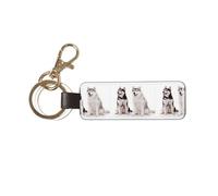 YWSOTRE Perros husky impresos,Llavero de cuero de PU, llavero, llavero, anillo, organizador, 1 pieza