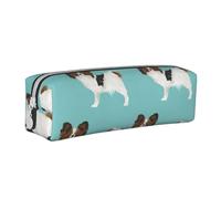 YWSOTRE Perros Papillon Lindo Perro Spaniel Toy, Estuche para lápices Estuche para lápices Estuche para lápices de Cuero portátil con Estuche para cosméticos con Cremallera
