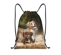 YWSOTRE Perros Pastor Australiano Perros Aussie Brown, Mochila con cordón, unisex, para deporte, gimnasio, informal, para el día a día, talla M