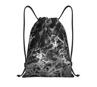 YWSOTRE Piedra de mármol gris grafito plateado negro, Mochila con cordón, unisex, para deporte, gimnasio, informal, para el día a día, talla M