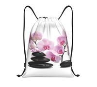 YWSOTRE Piedras y orquídea rosa, Mochila con cordón, unisex, para deporte, gimnasio, informal, para el día a día, talla M