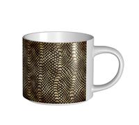 YWSOTRE Piel de animal de pitón africana negra dorada de safari sepia,Taza de cerámica de gran capacidad, taza de té, taza de café 450 ml