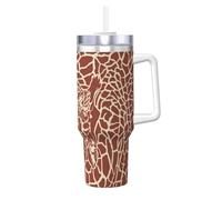 YWSOTRE Pieles y cabezas de jirafa,Botella de agua de acero inoxidable con asa para bebidas frías y calientes de 40 oz.