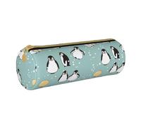 YWSOTRE Pingüino Globo Copo De Nieve, Estuche para lápices Estuche cilíndrico para lápices Estuche para lápices de Cuero portátil Estuche para cosméticos
