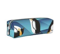 YWSOTRE Pingüino polígono Abstracto, Estuche para lápices Estuche para lápices Estuche para lápices de Cuero portátil con Estuche para cosméticos con Cremallera