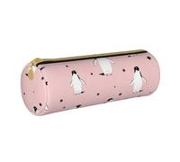 YWSOTRE Pingüinos Estrellas Ave Marina, Estuche para lápices Estuche cilíndrico para lápices Estuche para lápices de Cuero portátil Estuche para cosméticos