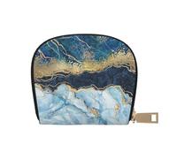 YWSOTRE Pintura Abstracta Brillo Dorado Mármol Azul, Funda de Cuero de PU para Tarjetas, Tarjetero Elegante, Tarjetero Tipo Billetera
