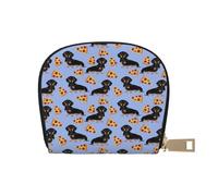 YWSOTRE Pizza Comida Perro Salchicha Lindo, Funda de Cuero de PU para Tarjetas, Tarjetero Elegante, Tarjetero Tipo Billetera
