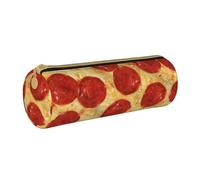 YWSOTRE Pizza de peperoni, Estuche para lápices Estuche cilíndrico para lápices Estuche para lápices de Cuero portátil Estuche para cosméticos