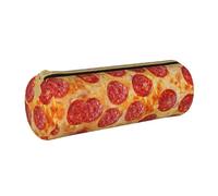 YWSOTRE Pizza de peperoni Modelo 3D, Estuche para lápices Estuche cilíndrico para lápices Estuche para lápices de Cuero portátil Estuche para cosméticos