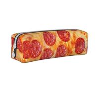 YWSOTRE Pizza de peperoni Modelo 3D, Estuche para lápices Estuche para lápices Estuche para lápices de Cuero portátil con Estuche para cosméticos con Cremallera