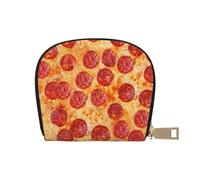 YWSOTRE Pizza de peperoni Modelo 3D, Funda de Cuero de PU para Tarjetas, Tarjetero Elegante, Tarjetero Tipo Billetera