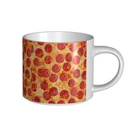 YWSOTRE Pizza de pepperoni en 3D,Taza de cerámica de gran capacidad, taza de té, taza de café 450 ml