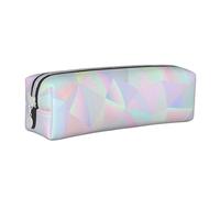 YWSOTRE Poligonal holográfico Iridiscente Abstracto, Estuche para lápices Estuche para lápices Estuche para lápices de Cuero portátil con Estuche para cosméticos con Cremallera