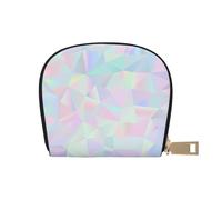 YWSOTRE Poligonal holográfico Iridiscente Abstracto, Funda de Cuero de PU para Tarjetas, Tarjetero Elegante, Tarjetero Tipo Billetera