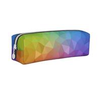 YWSOTRE Poligonal Multicolor Que consiste en triángulos Arco Iris, Estuche para lápices Estuche para lápices Estuche para lápices de Cuero portátil con Estuche para cosméticos con Cremallera