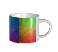 YWSOTRE Poligonal multicolor que consta de triángulos y arcoíris,Taza de cerámica de gran capacidad, taza de té, taza de café 450 ml