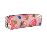 YWSOTRE Preciosa Fresa Rosa, Estuche para lápices Estuche para lápices Estuche para lápices de Cuero portátil con Estuche para cosméticos con Cremallera