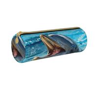 YWSOTRE Precioso delfín Impreso., Estuche para lápices Estuche cilíndrico para lápices Estuche para lápices de Cuero portátil Estuche para cosméticos