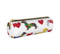 YWSOTRE Precioso Perro Salchicha, Estuche para lápices Estuche cilíndrico para lápices Estuche para lápices de Cuero portátil Estuche para cosméticos