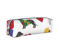 YWSOTRE Precioso Perro Salchicha, Estuche para lápices Estuche para lápices Estuche para lápices de Cuero portátil con Estuche para cosméticos con Cremallera