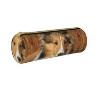 YWSOTRE Precioso Perro Sheltie, Estuche para lápices Estuche cilíndrico para lápices Estuche para lápices de Cuero portátil Estuche para cosméticos