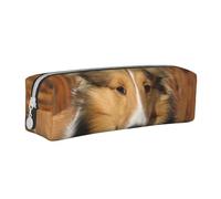 YWSOTRE Precioso Perro Sheltie, Estuche para lápices Estuche para lápices Estuche para lápices de Cuero portátil con Estuche para cosméticos con Cremallera