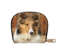 YWSOTRE Precioso Perro Sheltie, Funda de Cuero de PU para Tarjetas, Tarjetero Elegante, Tarjetero Tipo Billetera